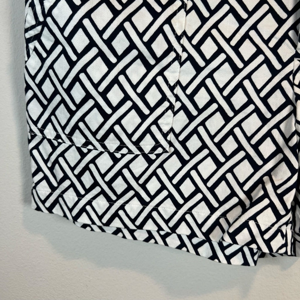 Banana Republic 4.5" Cotton Geometric Print Shorts Black White Coastal NEW Sz 12 - Picture 4 of 12